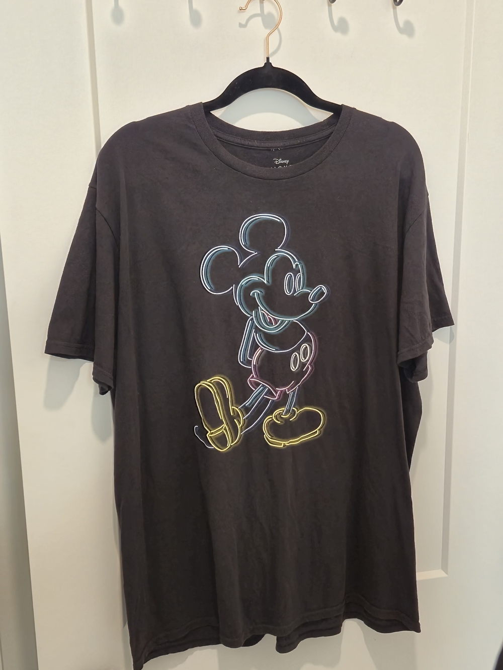 Disney Black Short-Sleeve Tee with Neon Outline Mickey